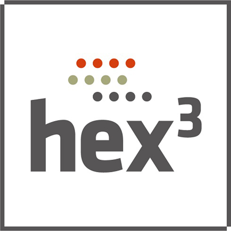 Logo der ELCO Wärmetauschertechnologie hex³ für effiziente Wärmeübertragung und Heiztechnik.